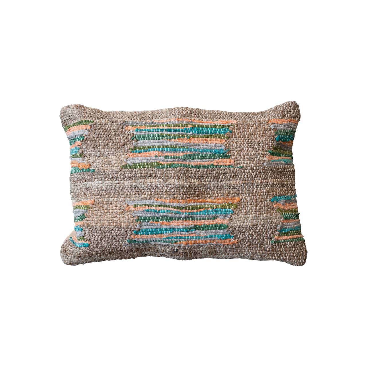 Hello Honey® 24" Multicolor Hand-Woven Chindi Lumbar Pillow